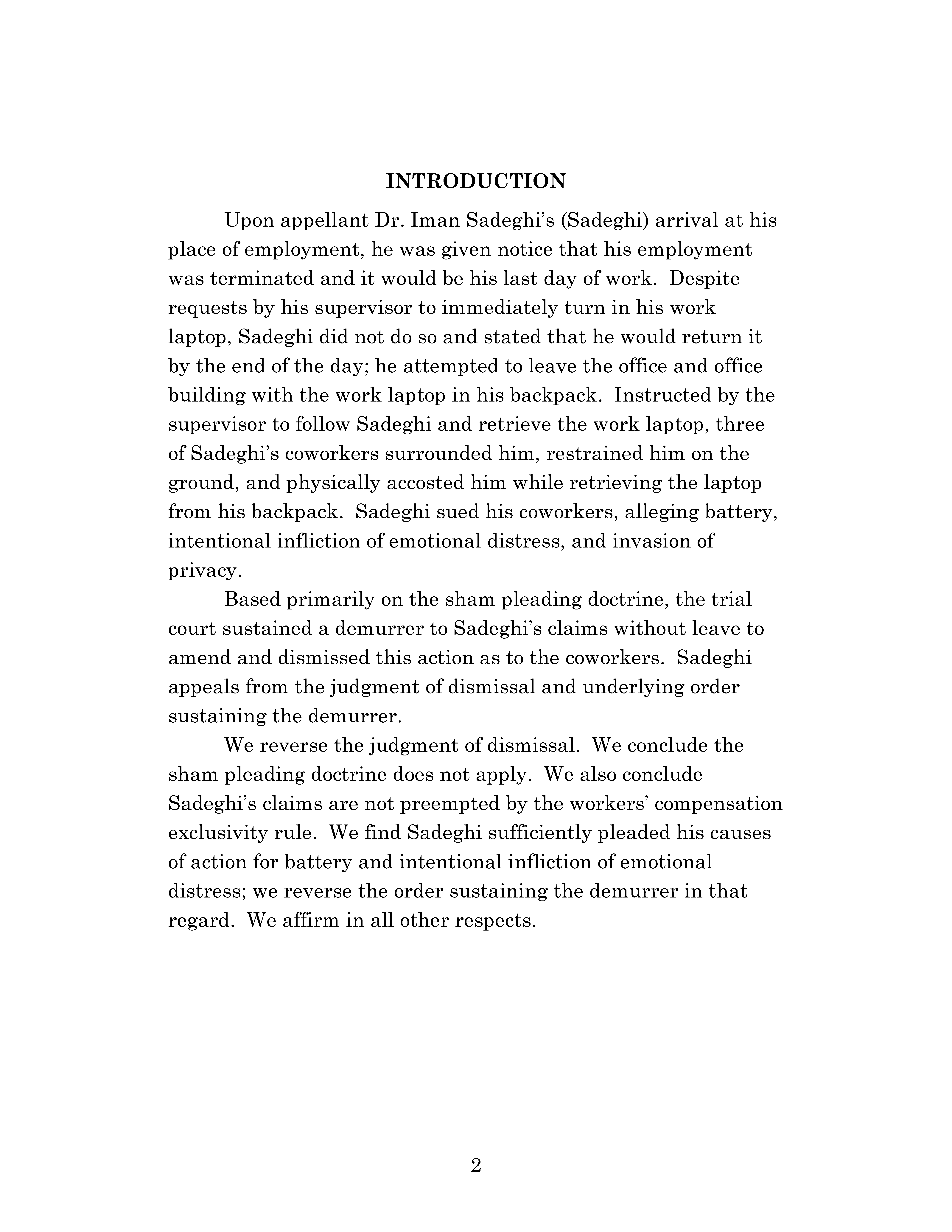 Appellate Court's Opinion Upholding Sadeghi's Claims for Battery and IIED Against Chen, Hu and Kung Page 2