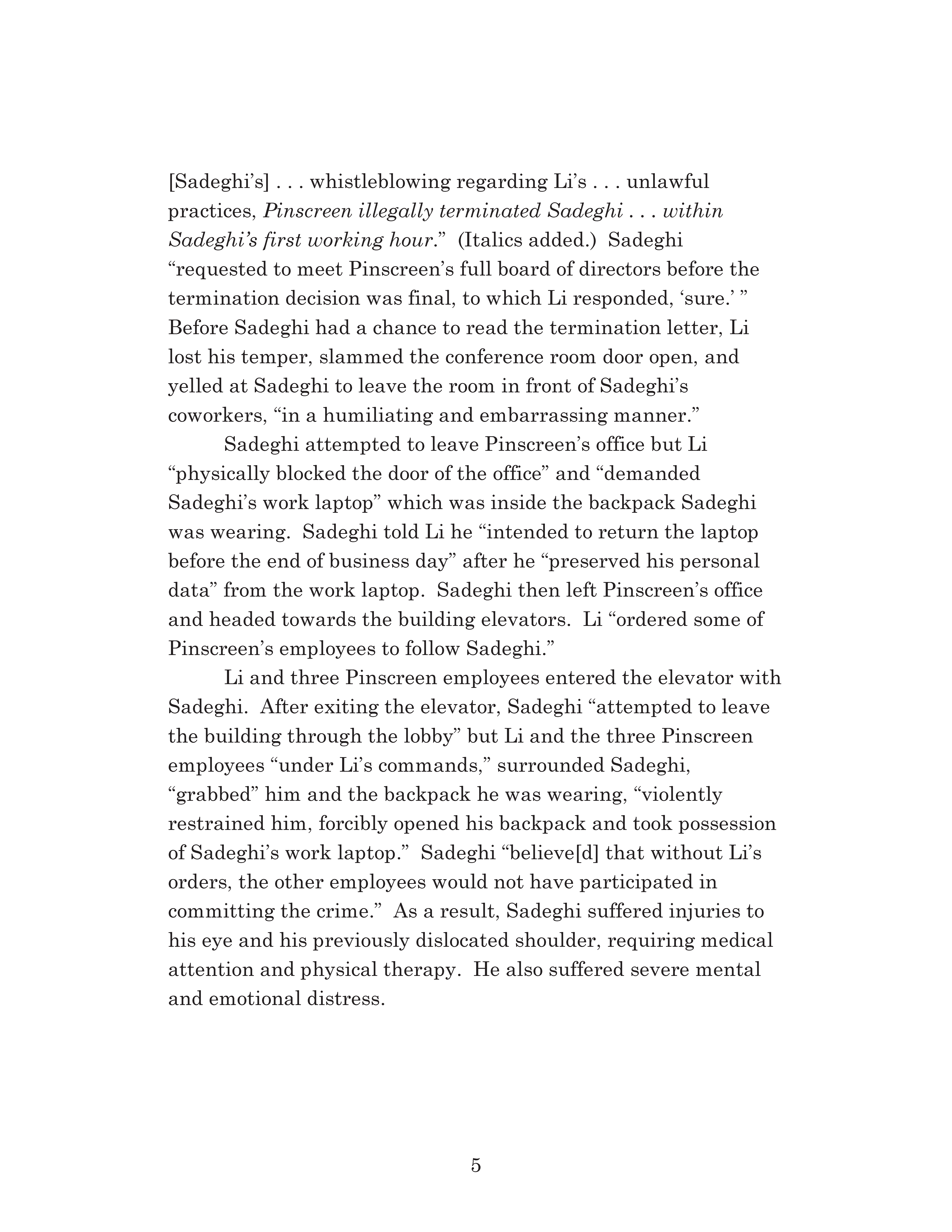 Appellate Court's Opinion Upholding Sadeghi's Claims for Fraud, Battery and IIED Against Li Page 5