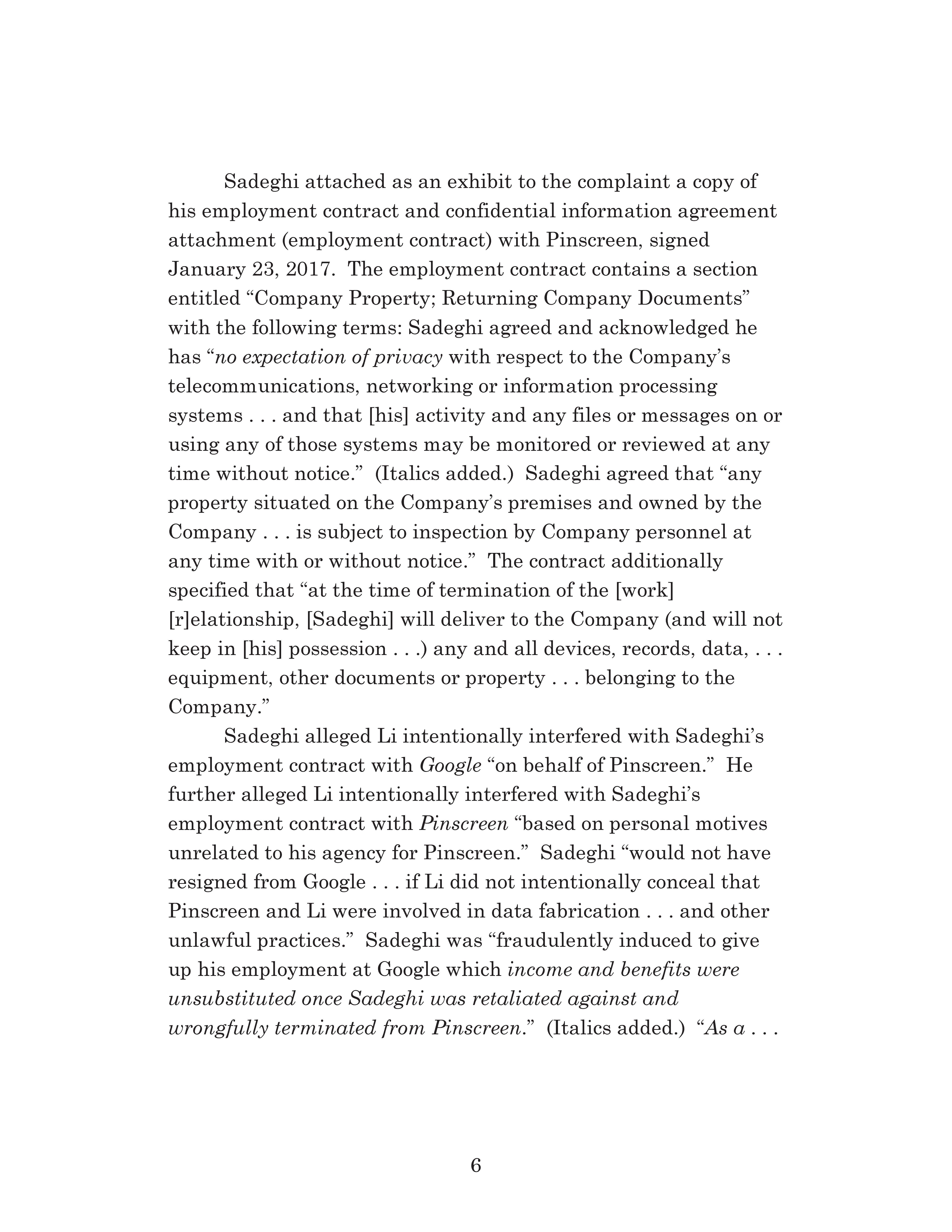 Appellate Court's Opinion Upholding Sadeghi's Claims for Fraud, Battery and IIED Against Li Page 6