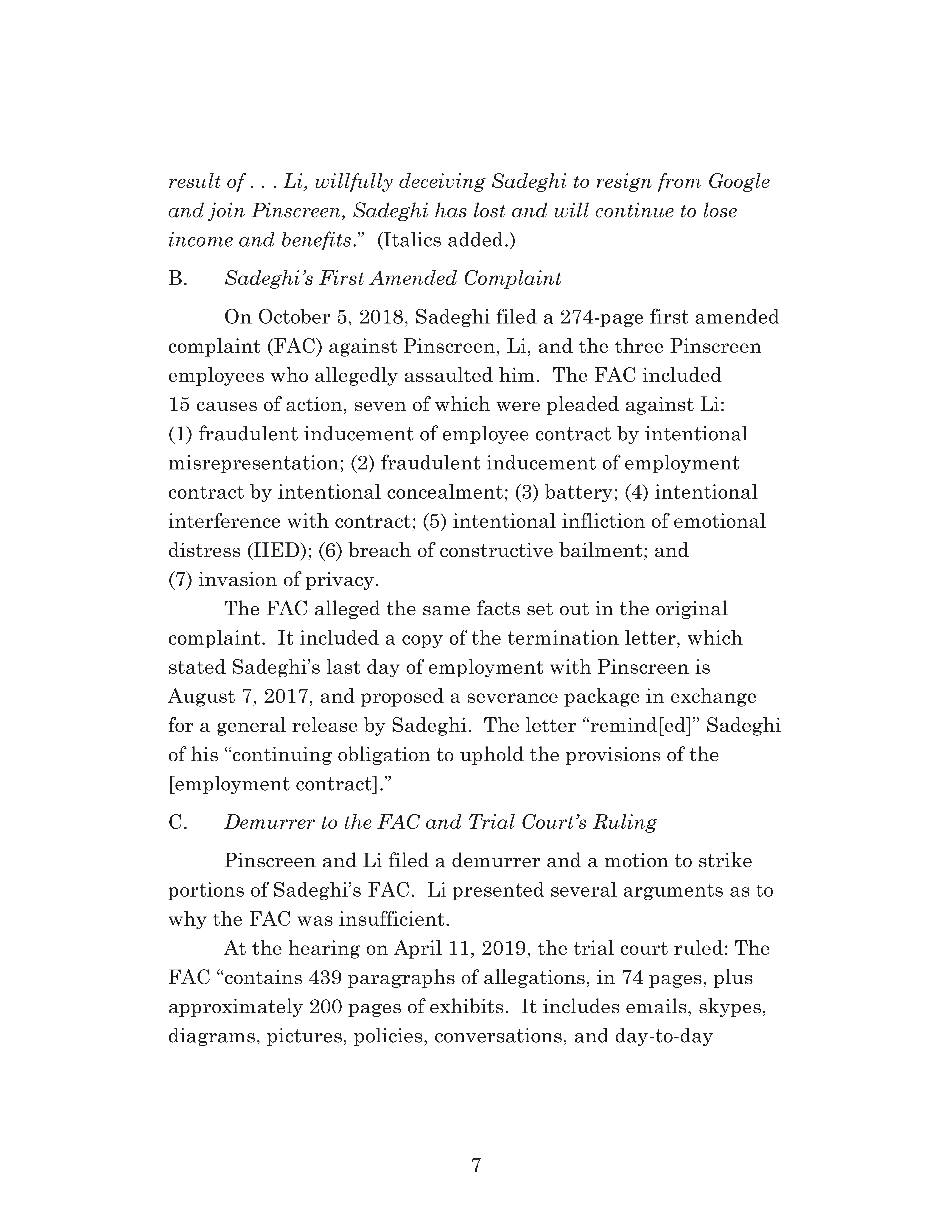 Appellate Court's Opinion Upholding Sadeghi's Claims for Fraud, Battery and IIED Against Li Page 7