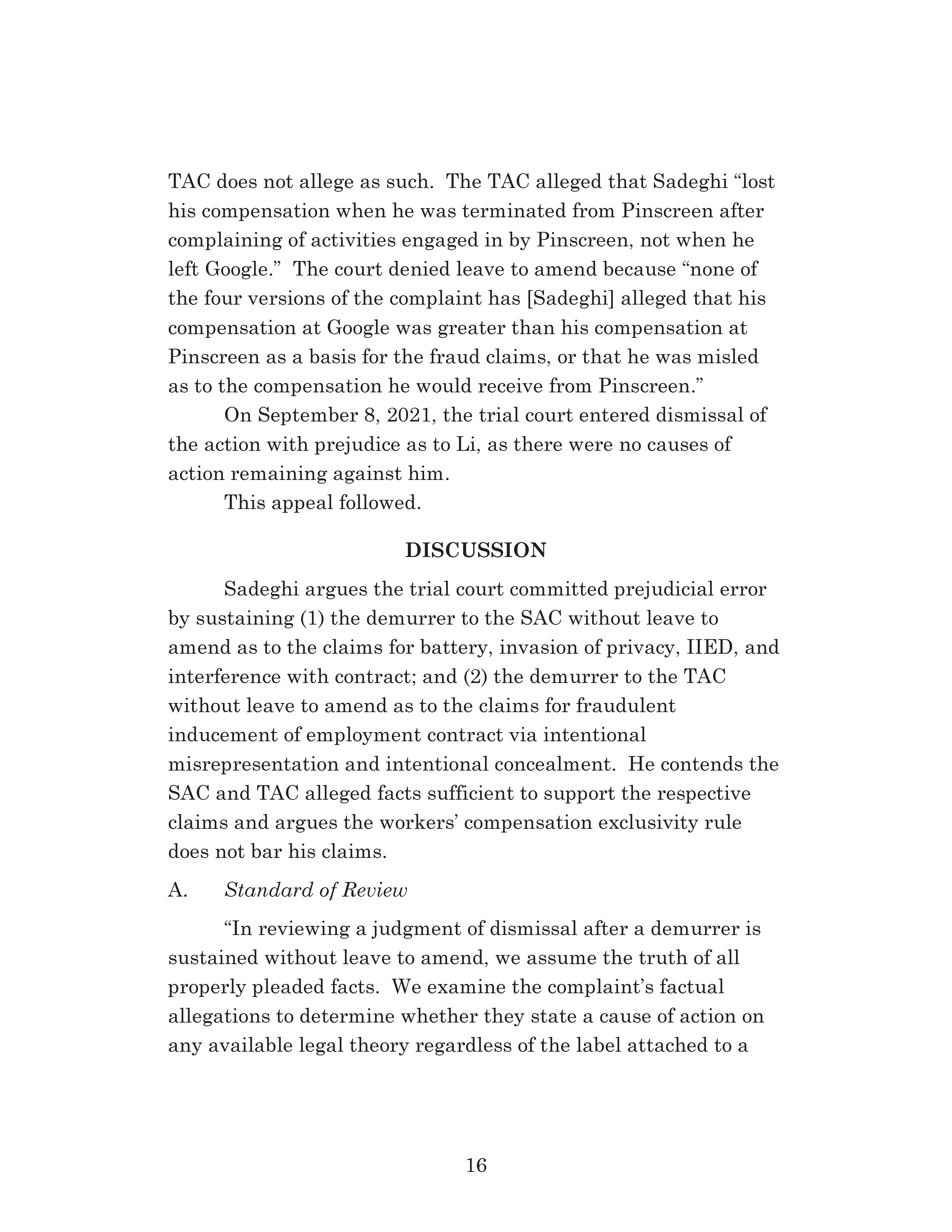 Appellate Court's Opinion Upholding Sadeghi's Claims for Fraud, Battery and IIED Against Li Page 16