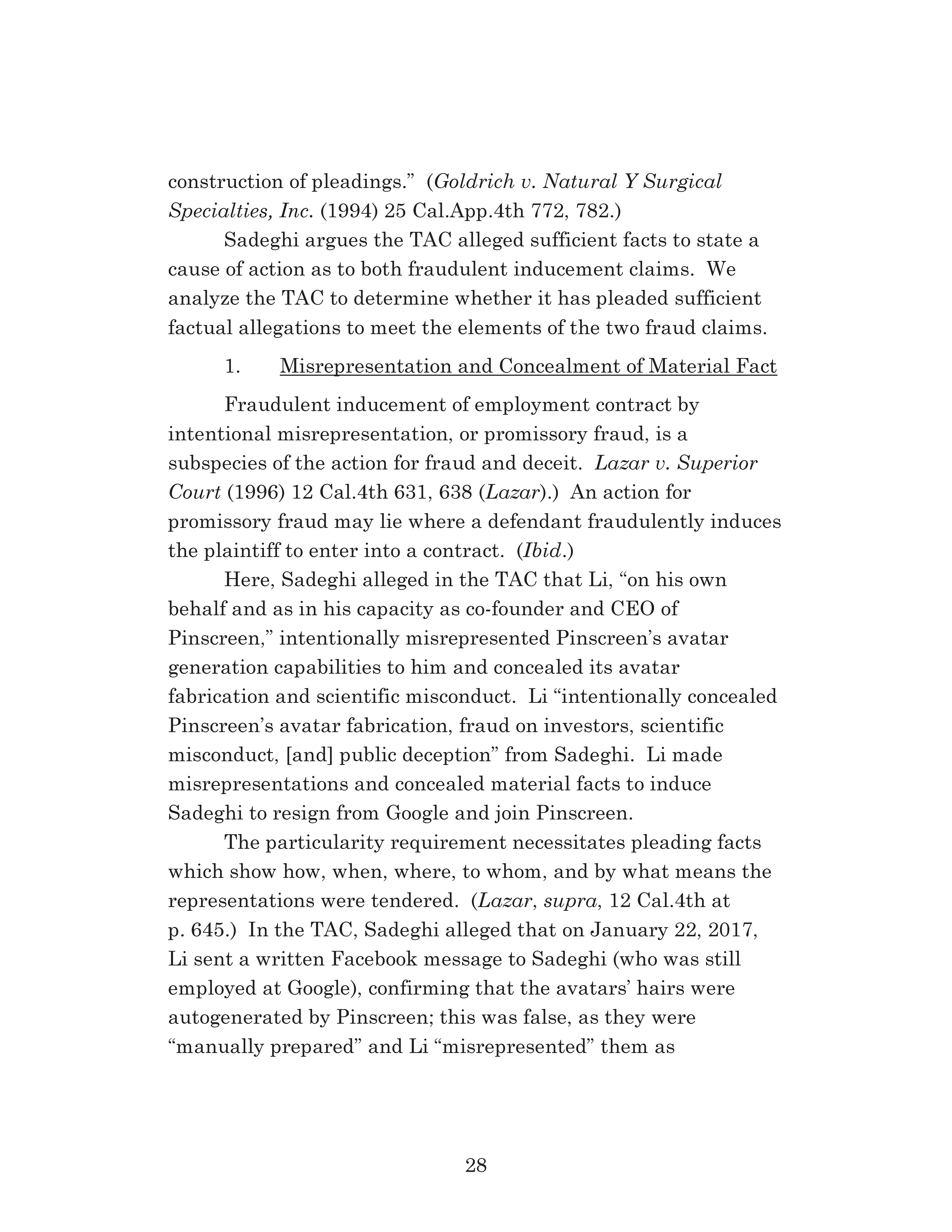 Appellate Court's Opinion Upholding Sadeghi's Claims for Fraud, Battery and IIED Against Li Page 28