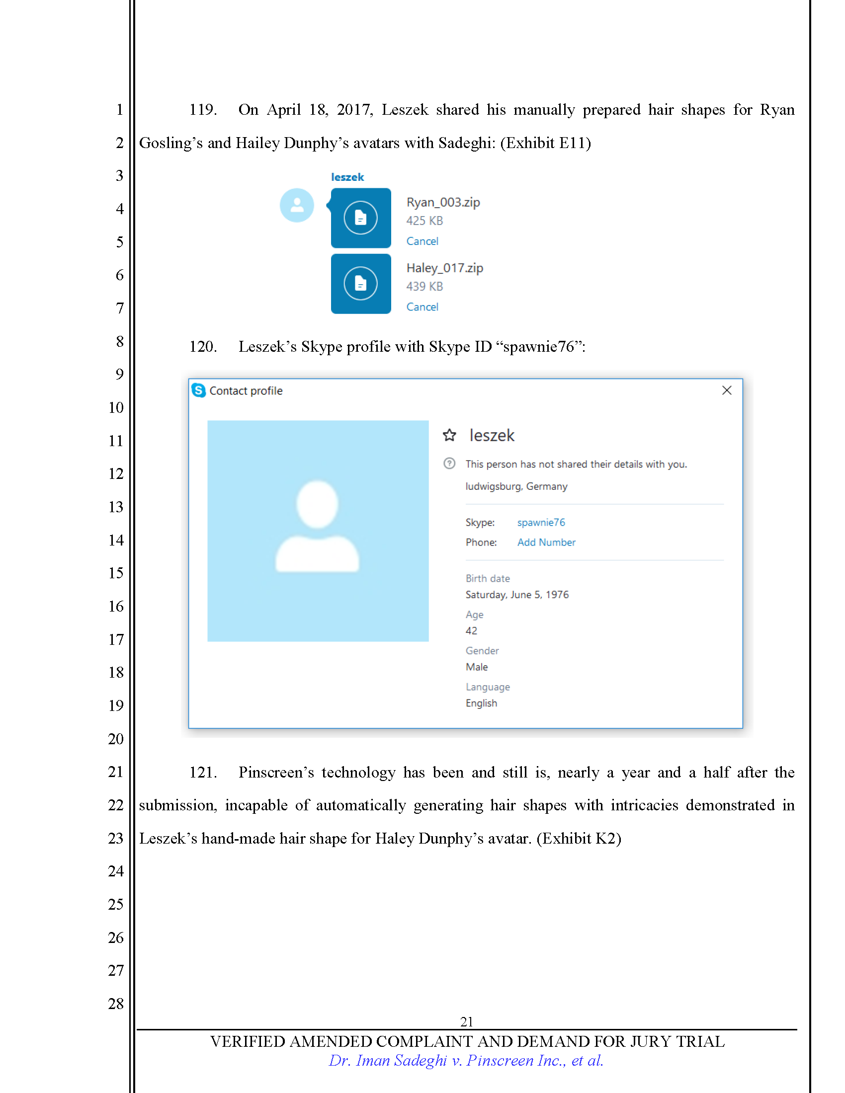 First Amended Complaint (FAC) Page 21