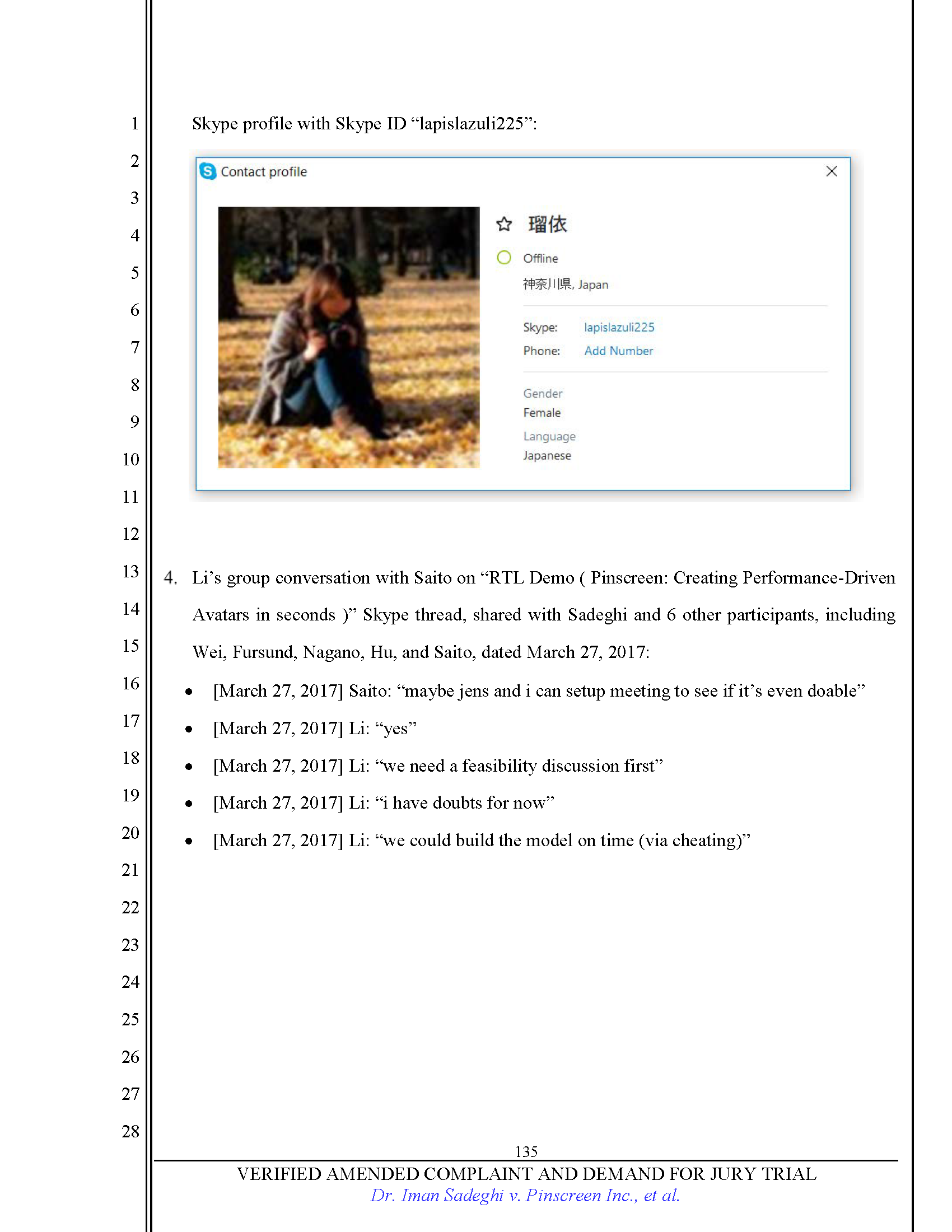 First Amended Complaint (FAC) Page 135