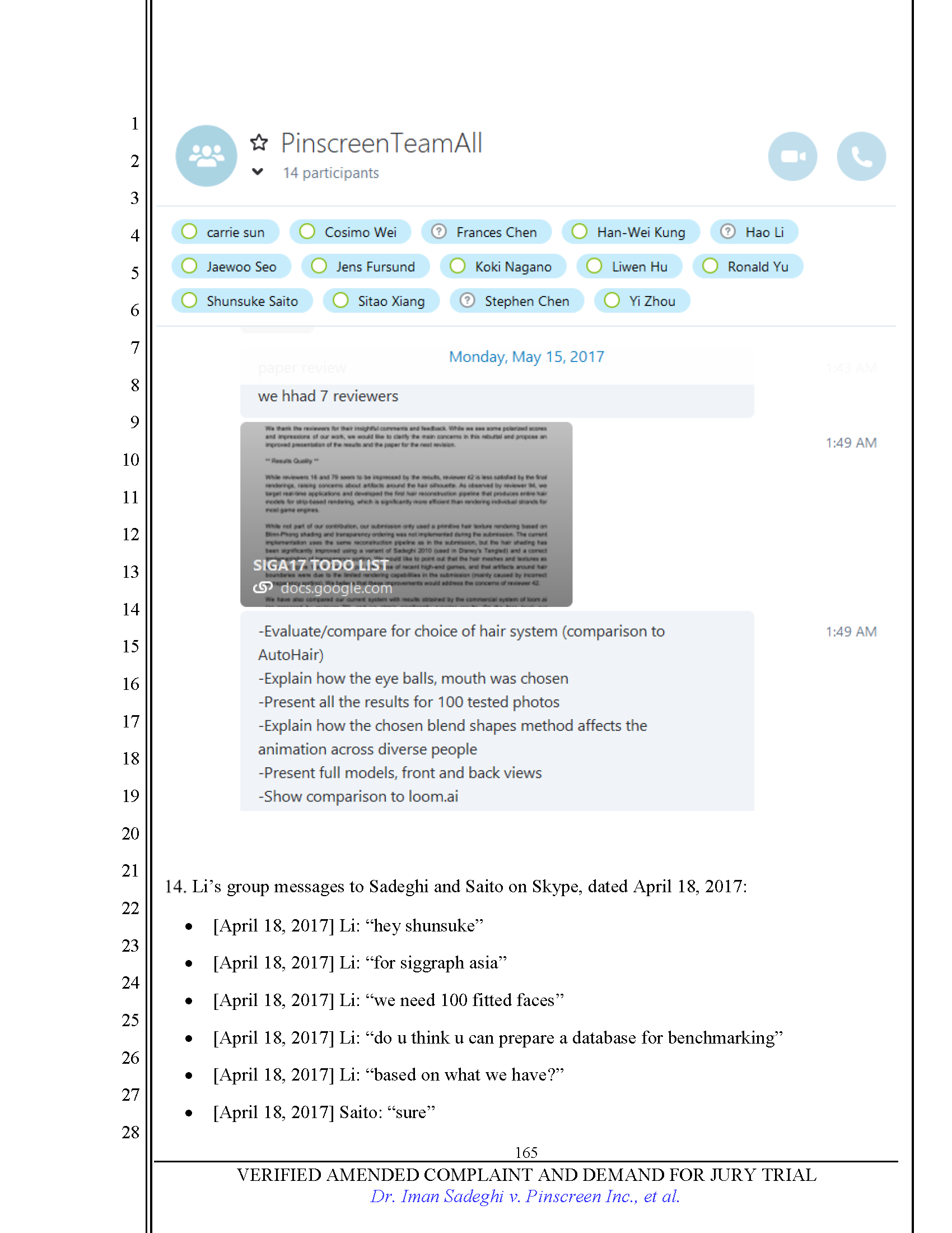 First Amended Complaint (FAC) Page 165