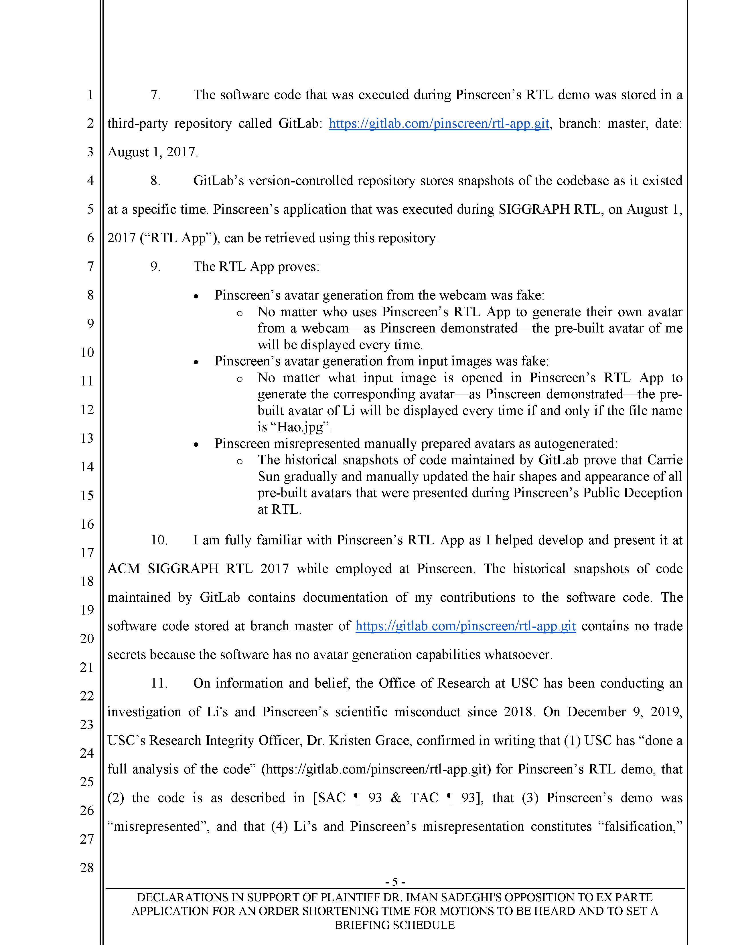 Hao Li Authenticates USC's Confirmation of Pinscreen's Public Deception at ACM SIGGRAPH RTL 2017 Page 11